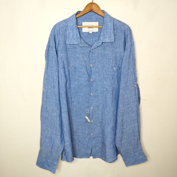 Joseph Abboud 100% Linen Shirt Button Up 4XLT - Picture 1 of 9